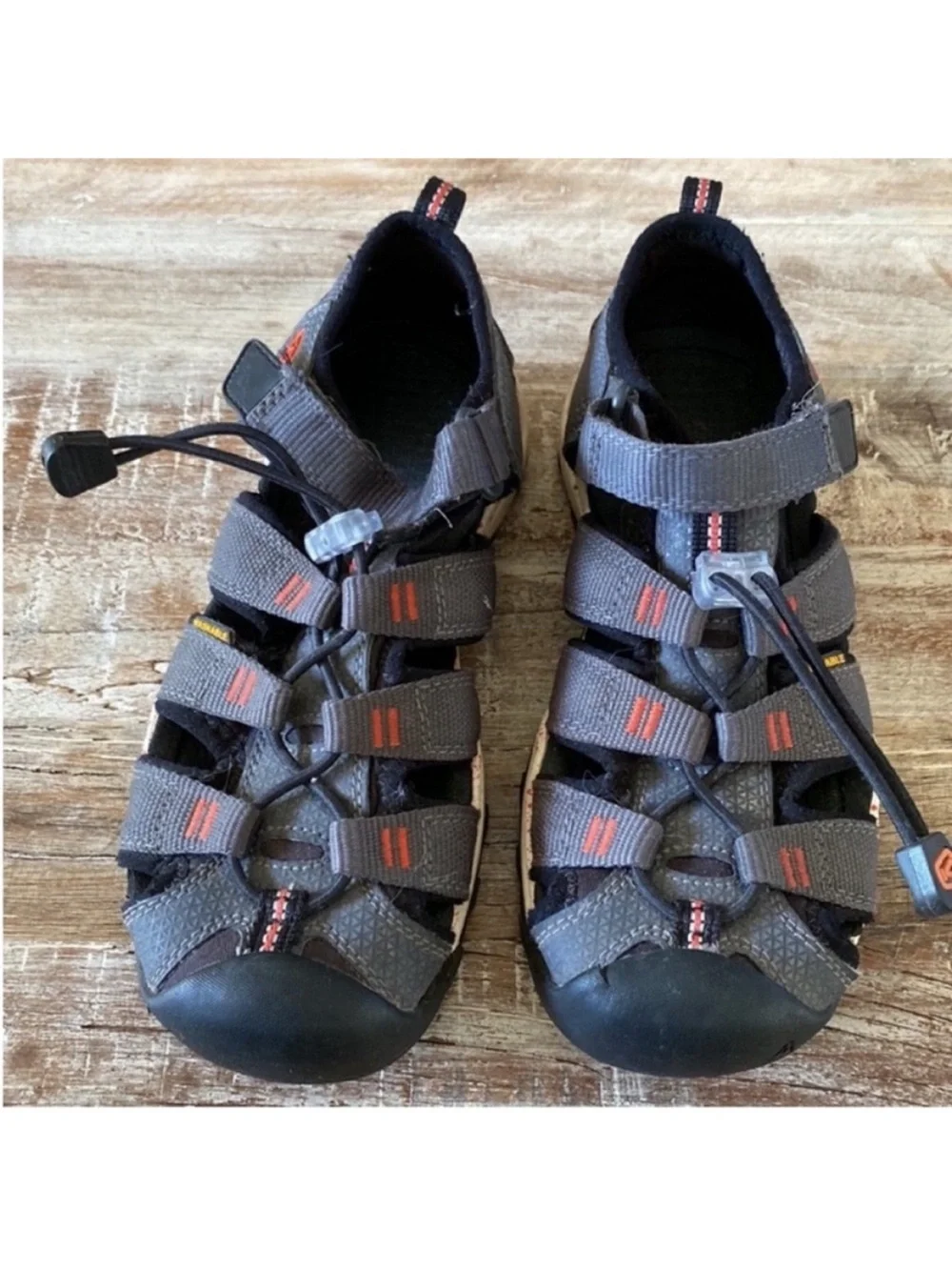Keen Gray Sandal with Orange Accents